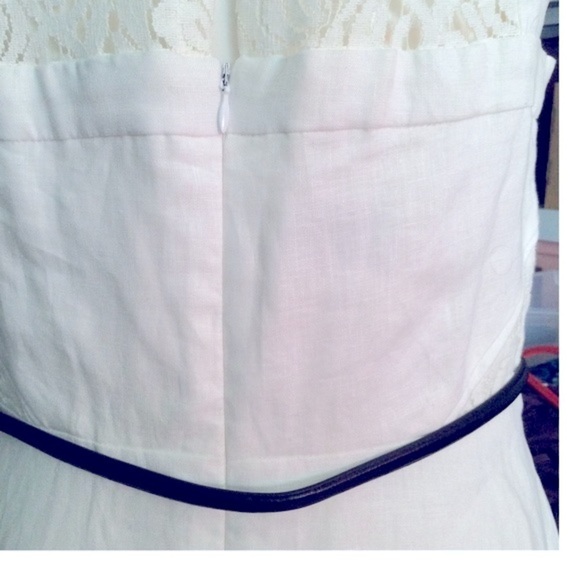 Donna Morgan Linen Lace Fit and Flare Belted Halter Neck Dress Nwt - Picture 7 of 15